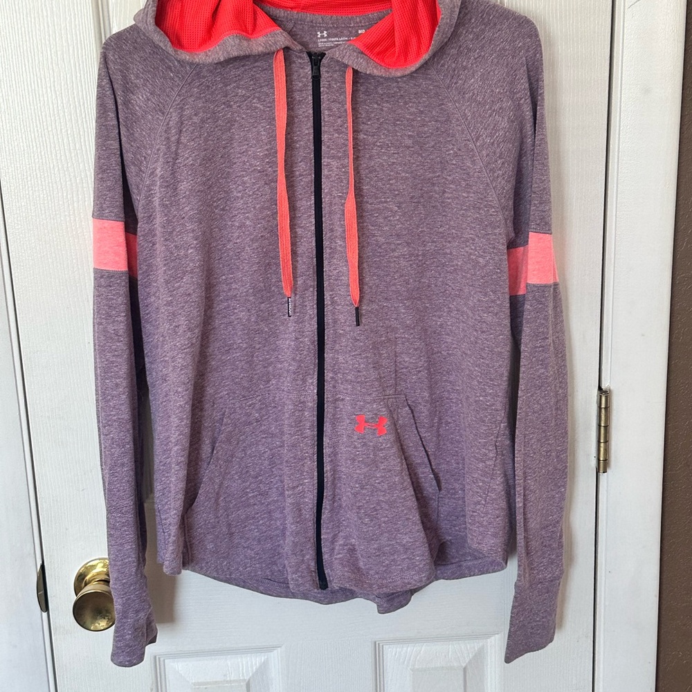 Under Armour Heathered Purple Hoodie with Coral Accents